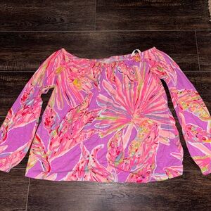 Lilly Pulitzer Pink Purple Enna Off Shoulder Top